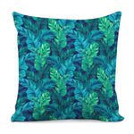 Turquoise Tropical Leaf Pattern Print Pillow Cover