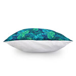 Turquoise Tropical Leaf Pattern Print Pillow Cover