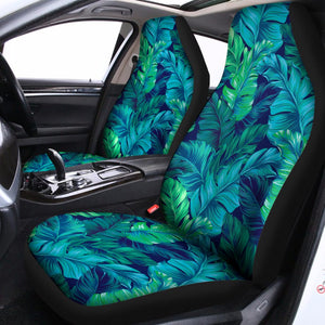 Turquoise Tropical Leaf Pattern Print Universal Fit Car Seat Covers