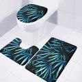 Turquoise Tropical Leaves Print 3 Piece Bath Mat Set
