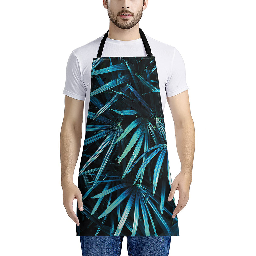 Turquoise Tropical Leaves Print Apron