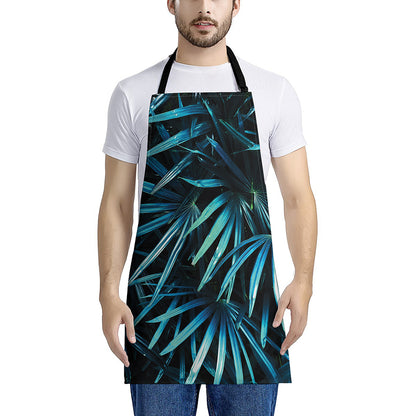 Turquoise Tropical Leaves Print Apron