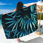 Turquoise Tropical Leaves Print Beach Sarong Wrap