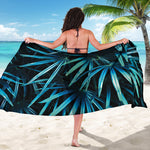 Turquoise Tropical Leaves Print Beach Sarong Wrap