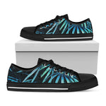 Turquoise Tropical Leaves Print Black Low Top Shoes