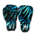 Turquoise Tropical Leaves Print Boxing Gloves