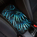 Turquoise Tropical Leaves Print Car Center Console Cover
