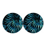 Turquoise Tropical Leaves Print Car Coasters