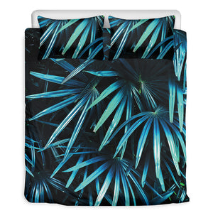 Turquoise Tropical Leaves Print Duvet Cover Bedding Set