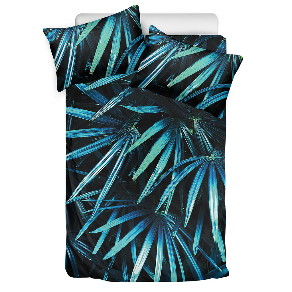 Turquoise Tropical Leaves Print Duvet Cover Bedding Set