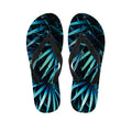 Turquoise Tropical Leaves Print Flip Flops