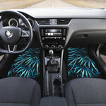 Turquoise Tropical Leaves Print Front and Back Car Floor Mats