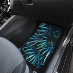 Turquoise Tropical Leaves Print Front and Back Car Floor Mats