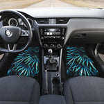Turquoise Tropical Leaves Print Front Car Floor Mats