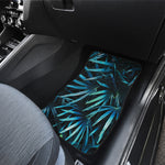 Turquoise Tropical Leaves Print Front Car Floor Mats