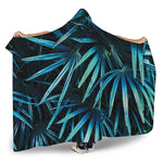 Turquoise Tropical Leaves Print Hooded Blanket