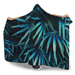 Turquoise Tropical Leaves Print Hooded Blanket
