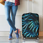 Turquoise Tropical Leaves Print Luggage Cover