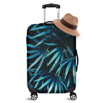 Turquoise Tropical Leaves Print Luggage Cover