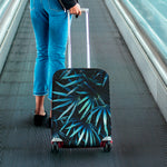 Turquoise Tropical Leaves Print Luggage Cover