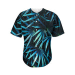 Turquoise Tropical Leaves Print Men's Baseball Jersey