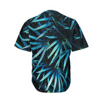 Turquoise Tropical Leaves Print Men's Baseball Jersey