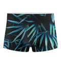 Turquoise Tropical Leaves Print Men's Boxer Briefs
