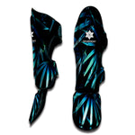 Turquoise Tropical Leaves Print Muay Thai Shin Guard