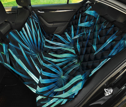 Turquoise Tropical Leaves Print Pet Car Back Seat Cover
