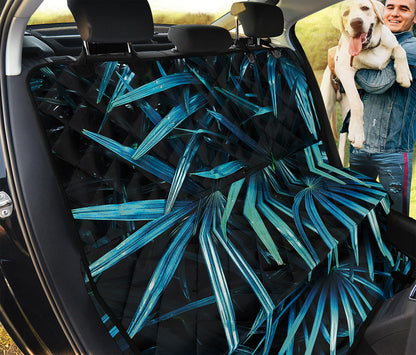 Turquoise Tropical Leaves Print Pet Car Back Seat Cover