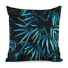 Turquoise Tropical Leaves Print Pillow Cover