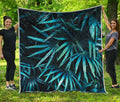 Turquoise Tropical Leaves Print Quilt