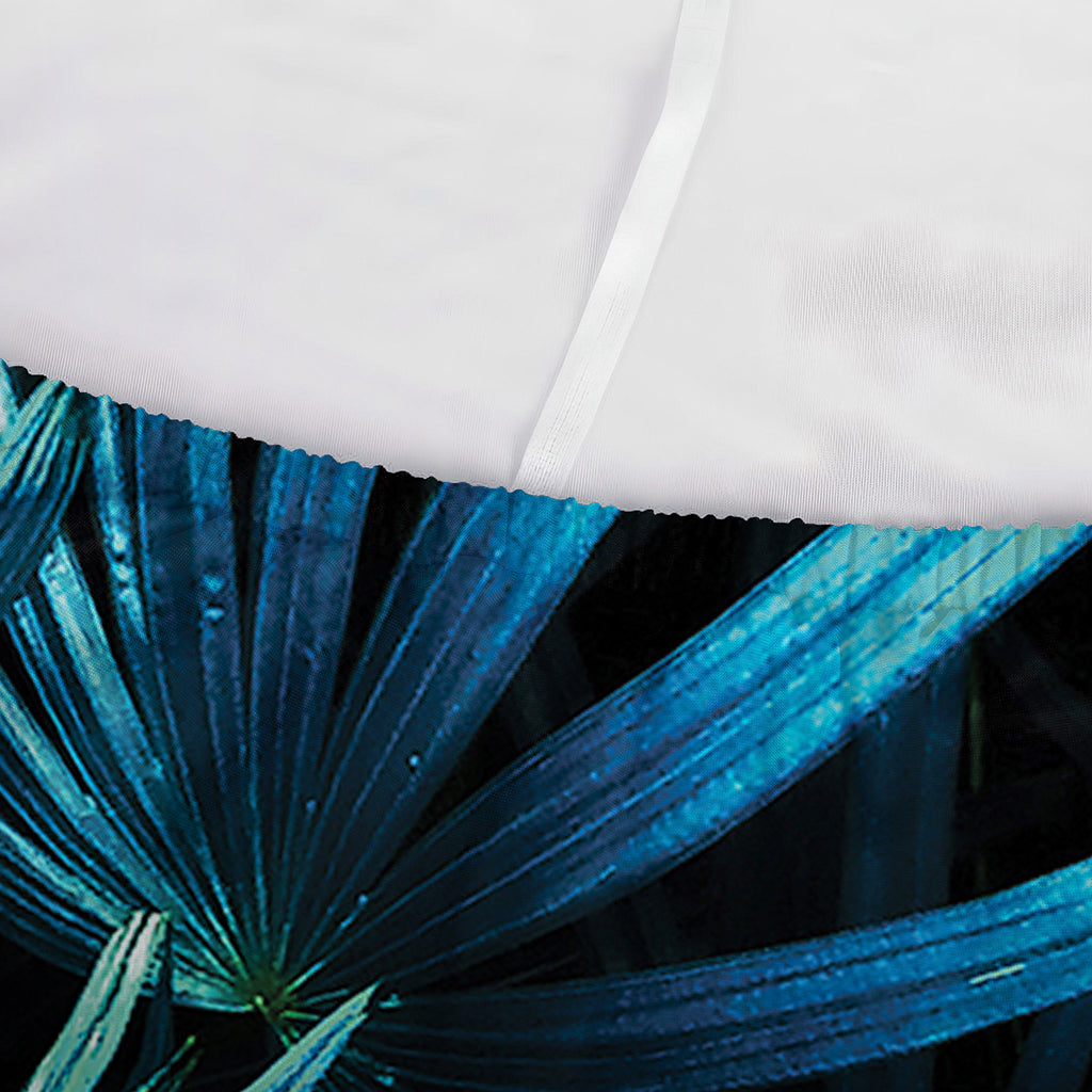 Turquoise Tropical Leaves Print Sofa Cover