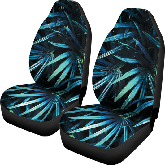 Turquoise Tropical Leaves Print Universal Fit Car Seat Covers