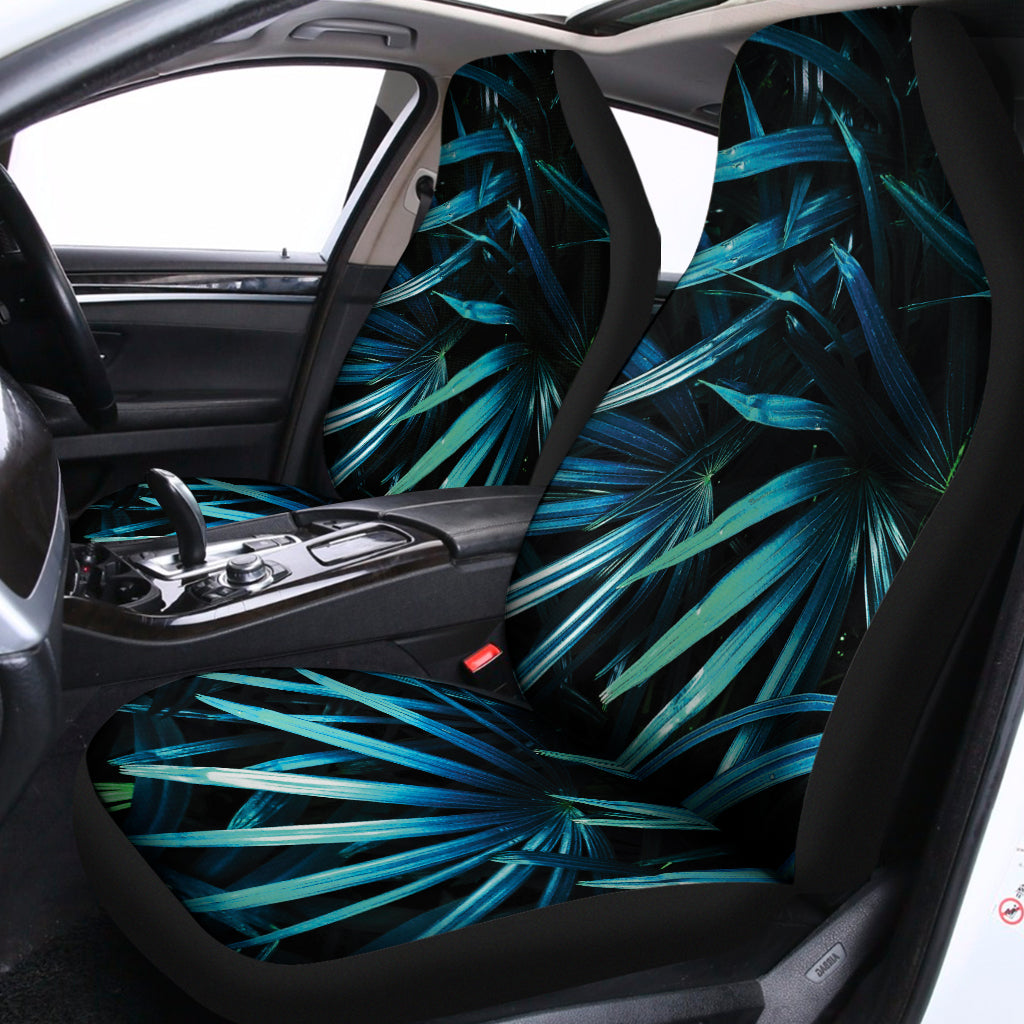 Turquoise Tropical Leaves Print Universal Fit Car Seat Covers