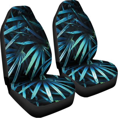 Turquoise Tropical Leaves Print Universal Fit Car Seat Covers