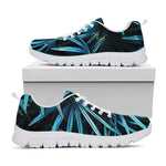 Turquoise Tropical Leaves Print White Sneakers