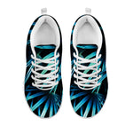 Turquoise Tropical Leaves Print White Sneakers