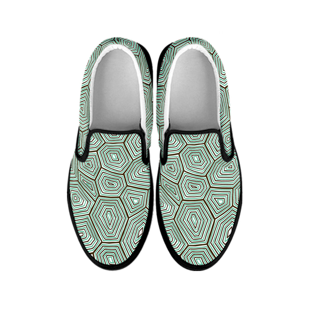 Turtle Shell Pattern Print Black Slip On Shoes