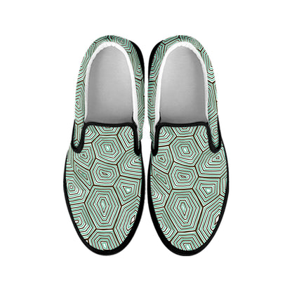 Turtle Shell Pattern Print Black Slip On Shoes