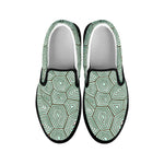 Turtle Shell Pattern Print Black Slip On Shoes