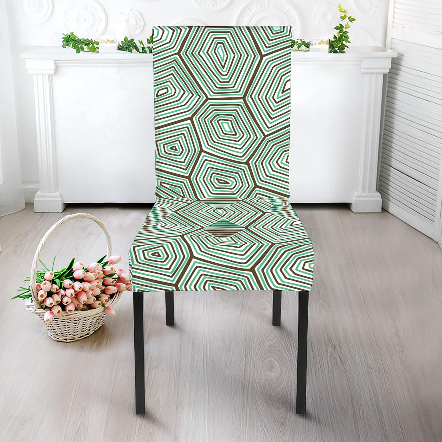 Turtle Shell Pattern Print Dining Chair Slipcover