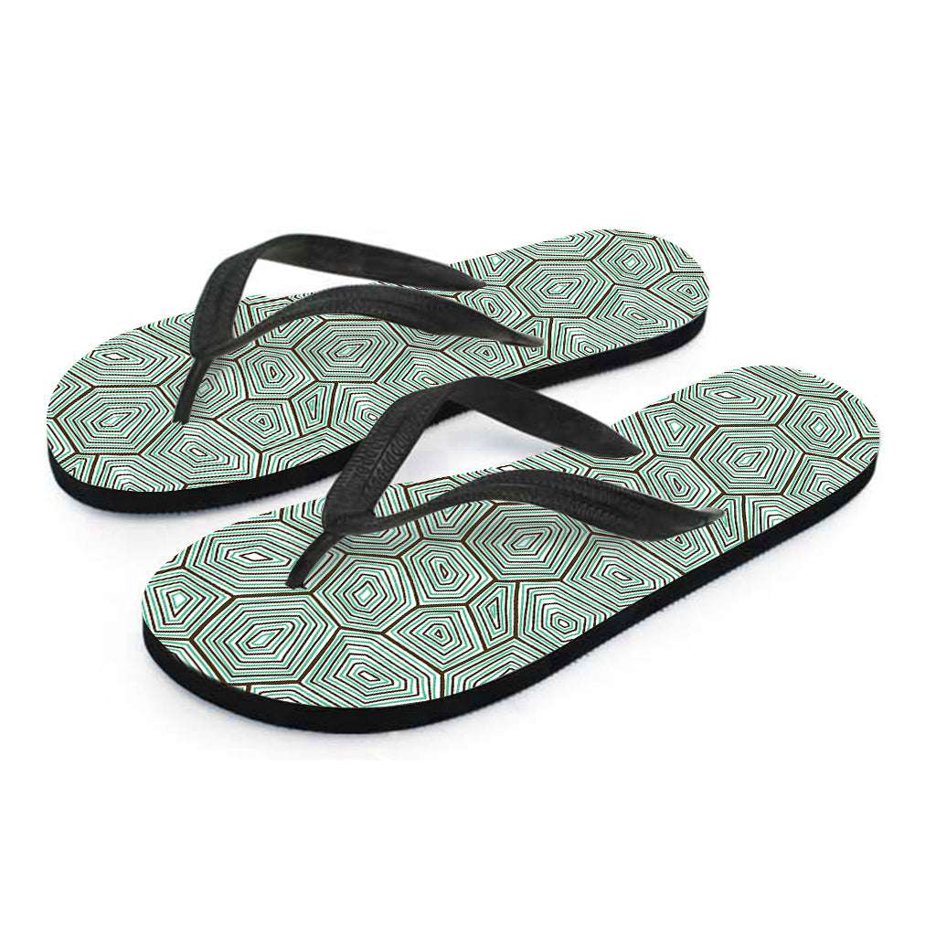 Turtle Shell Pattern Print Flip Flops