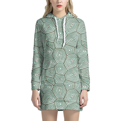 Turtle Shell Pattern Print Hoodie Dress