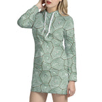 Turtle Shell Pattern Print Hoodie Dress