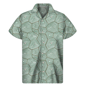 Turtle Shell Pattern Print Men's Short Sleeve Shirt