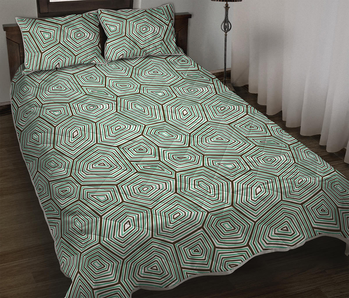 Turtle Shell Pattern Print Quilt Bed Set