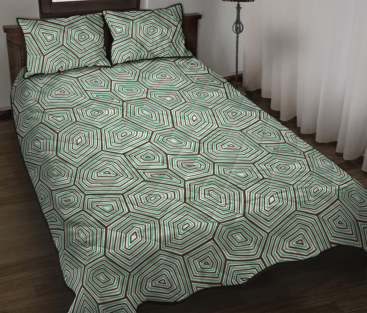 Turtle Shell Pattern Print Quilt Bed Set