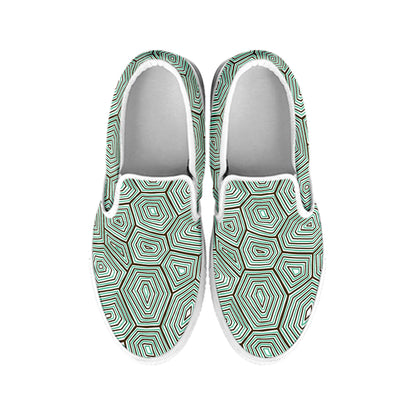 Turtle Shell Pattern Print White Slip On Shoes