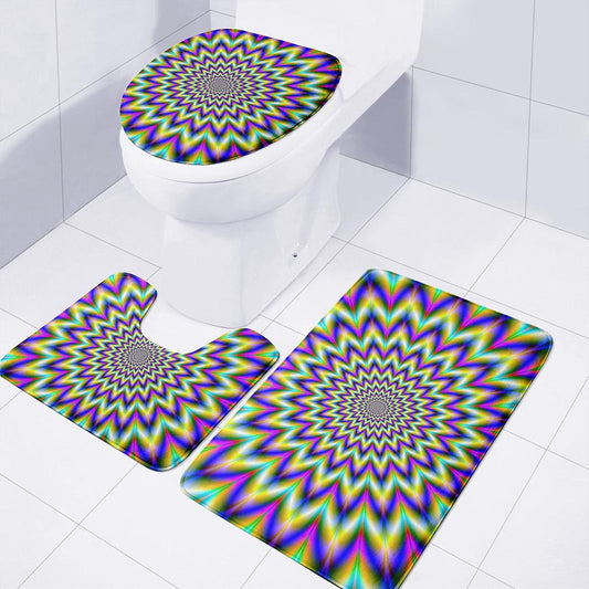 Twinkle Psychedelic Optical Illusion 3 Piece Bath Mat Set